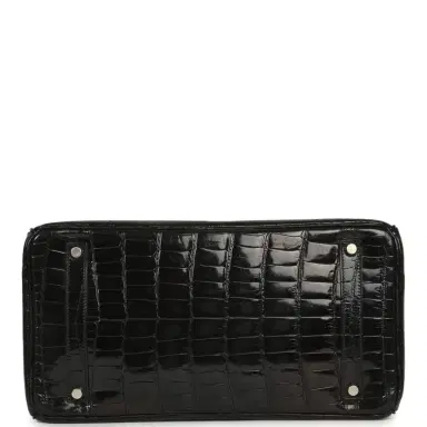 HERMÈS Vintage Hermes Birkin 35 Black Shiny Niloticus Crocodile Palladium Hardware | Thumbnail 6 HERMÈS Vintage Hermes Birkin 35 Black Shiny Niloticus Crocodile Palladium Hardware | Thumbnail 6