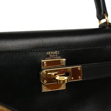 HERMÈS Vintage Hermes Kelly Retourne 28 Black Box Gold Hardware | Thumbnail 7 HERMÈS Vintage Hermes Kelly Retourne 28 Black Box Gold Hardware | Thumbnail 7