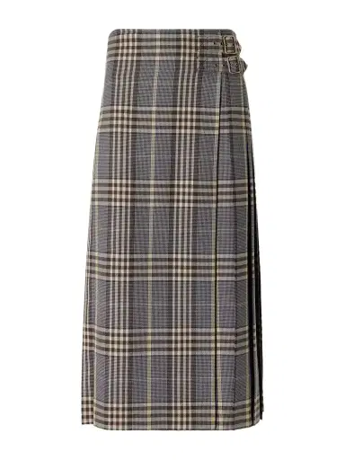 Burberry Pleated Checked Wool Midi Skirt | Thumbnail 1 Burberry Pleated Checked Wool Midi Skirt | Thumbnail 1