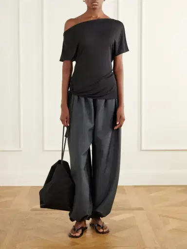 St. Agni Off-the-shoulder Asymmetric Tie-detailed Tencel™ Lyocell Blouse | Thumbnail 2 St. Agni Off-the-shoulder Asymmetric Tie-detailed Tencel™ Lyocell Blouse | Thumbnail 2