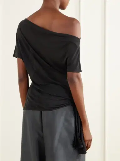 St. Agni Off-the-shoulder Asymmetric Tie-detailed Tencel™ Lyocell Blouse | Thumbnail 4 St. Agni Off-the-shoulder Asymmetric Tie-detailed Tencel™ Lyocell Blouse | Thumbnail 4