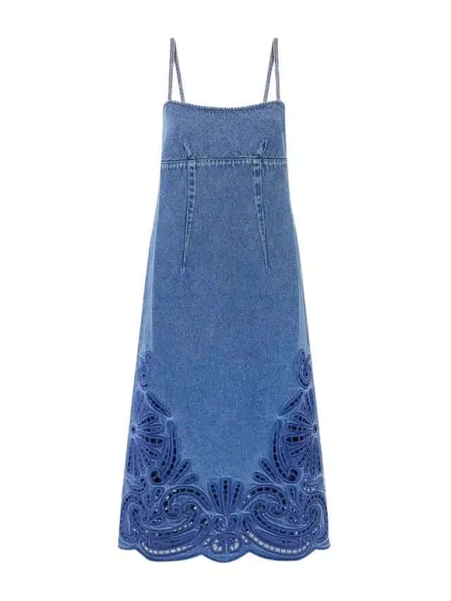 Ulla Johnson The Jane Eyelet Broderie Anglaise Denim Midi Dress