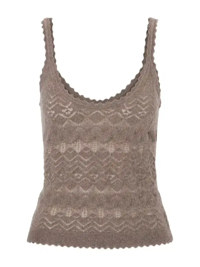 Ulla Johnson Brielle Scalloped Pointelle-knit Cashmere Tank