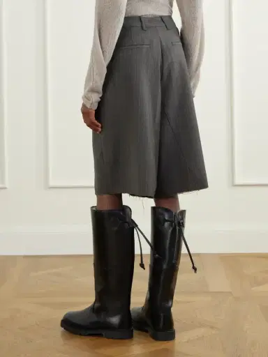 Our Legacy Jumbo Distressed Pleated Striped Cotton And Wool-blend Shorts | Thumbnail 4 Our Legacy Jumbo Distressed Pleated Striped Cotton And Wool-blend Shorts | Thumbnail 4