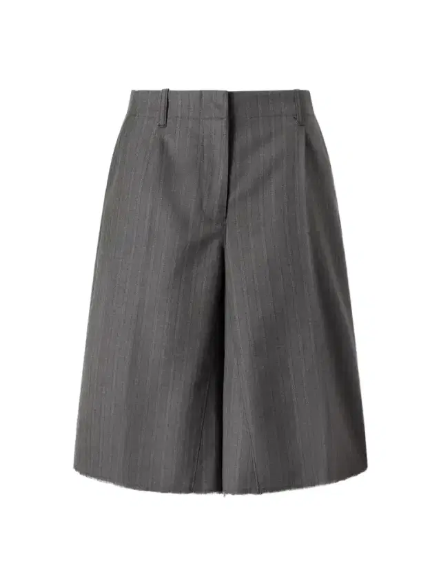 Our Legacy Jumbo Distressed Pleated Striped Cotton And Wool-blend Shorts