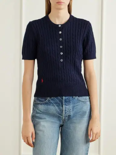 Polo Ralph Lauren Cable-knit Cotton Henley Sweater | Thumbnail 3