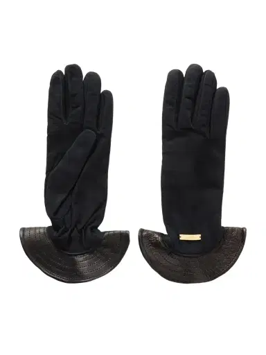 Giuliva Heritage Colombina Leather-trimmed Suede Gloves | Thumbnail 1 Giuliva Heritage Colombina Leather-trimmed Suede Gloves | Thumbnail 1
