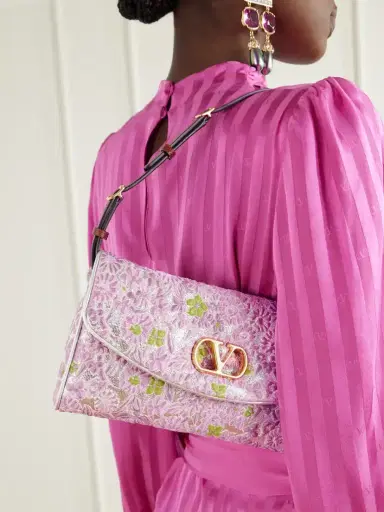 Valentino Garavani Devain Leather-trimmed Floral-jacquard Shoulder Bag | Thumbnail 2 Valentino Garavani Devain Leather-trimmed Floral-jacquard Shoulder Bag | Thumbnail 2