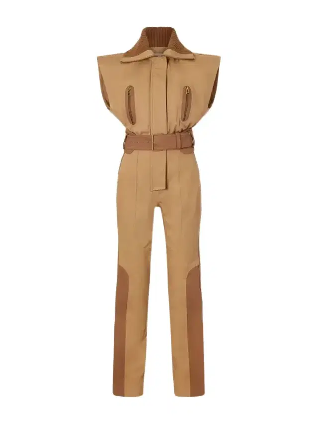 Zimmermann Valiant Belted Rib-trimmed Cotton-drill Jumpsuit