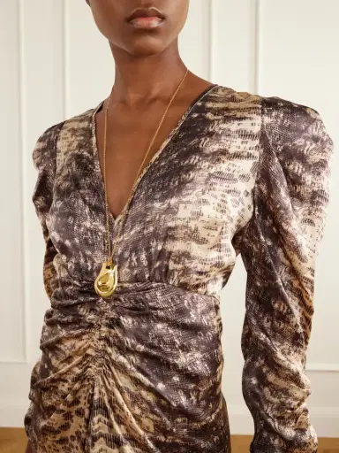 Isabel Marant Albini Gathered Asymmetric Snake-print Silk Midi Dress | Thumbnail 4 Isabel Marant Albini Gathered Asymmetric Snake-print Silk Midi Dress | Thumbnail 4