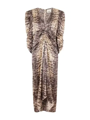 Isabel Marant Albini Gathered Asymmetric Snake-print Silk Midi Dress | Thumbnail 1 Isabel Marant Albini Gathered Asymmetric Snake-print Silk Midi Dress | Thumbnail 1