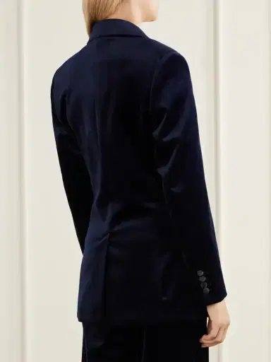 Victoria Beckham Satin-trimmed Cotton-blend Velvet Blazer | Thumbnail 3 Victoria Beckham Satin-trimmed Cotton-blend Velvet Blazer | Thumbnail 3