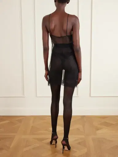 Tom Ford Lace-trimmed Stretch-tulle Mini Dress | Thumbnail 4