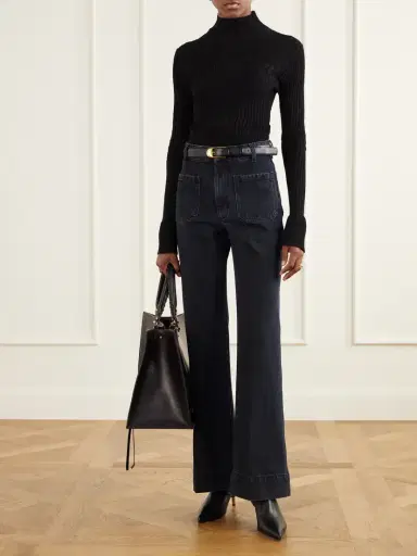 Victoria Beckham Alina Logo-embroidered High-rise Flared Jeans | Thumbnail 2