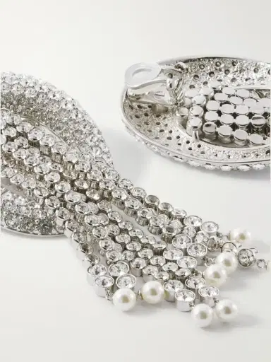 Valentino Garavani Kabarett Silver-tone Crystal And Bead Earrings | Thumbnail 3 Valentino Garavani Kabarett Silver-tone Crystal And Bead Earrings | Thumbnail 3