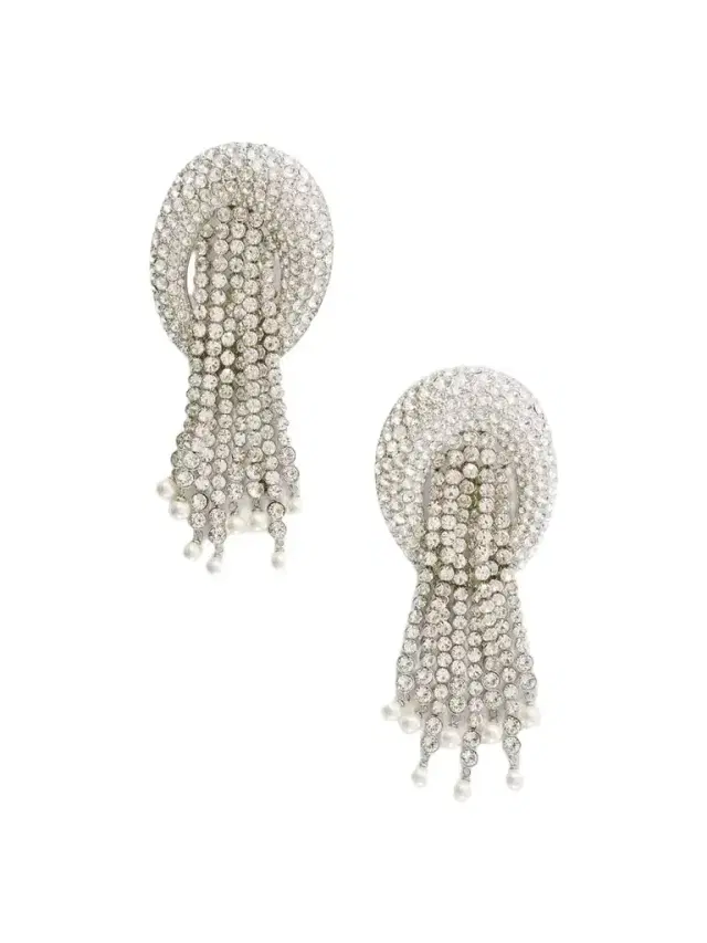 Valentino Garavani Kabarett Silver-tone Crystal And Bead Earrings