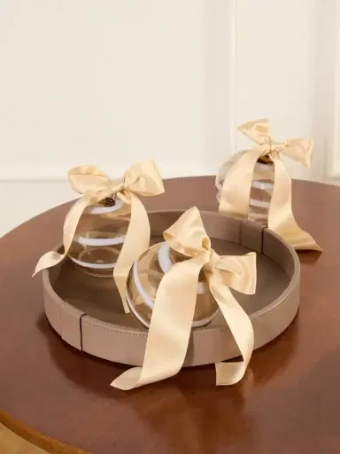 Brunello Cucinelli Set Of Three Striped Glass Ornaments | Thumbnail 2 Brunello Cucinelli Set Of Three Striped Glass Ornaments | Thumbnail 2