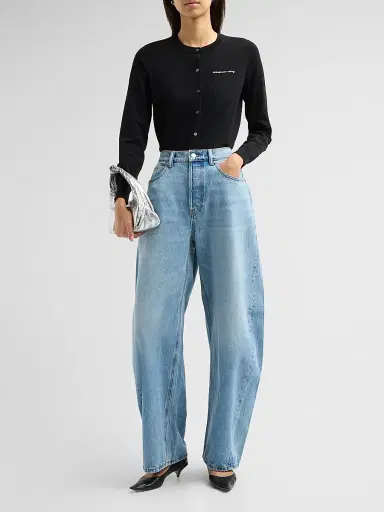 Alexander Wang Women's Hotfix Logo Crewneck Cardigan | Thumbnail 2