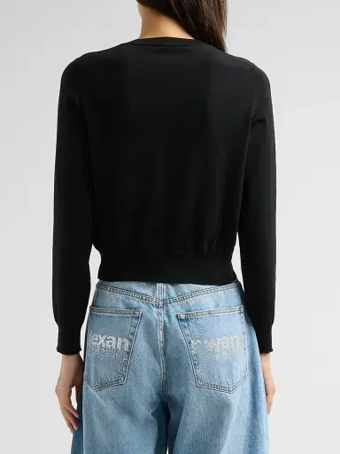 Alexander Wang Women's Hotfix Logo Crewneck Cardigan | Thumbnail 3