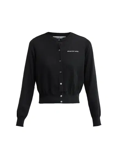 Alexander Wang Women's Hotfix Logo Crewneck Cardigan | Thumbnail 1