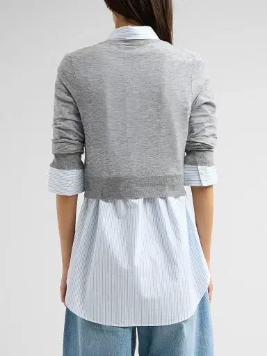 Alexander Wang Women's Layered Wool Button-Front Shirt | Thumbnail 3 Alexander Wang Women's Layered Wool Button-Front Shirt | Thumbnail 3