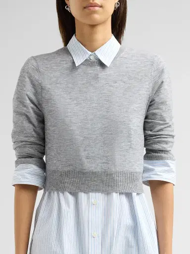Alexander Wang Women's Layered Wool Button-Front Shirt | Thumbnail 5 Alexander Wang Women's Layered Wool Button-Front Shirt | Thumbnail 5