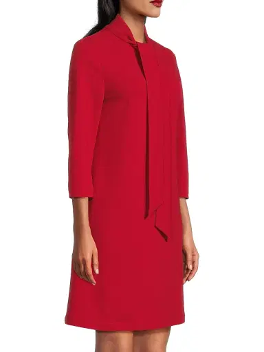 Ming Wang Women's x Tanya Foster Tie-Neck Deco Stretch-Crepe Tent Dress | Thumbnail 4 Ming Wang Women's x Tanya Foster Tie-Neck Deco Stretch-Crepe Tent Dress | Thumbnail 4
