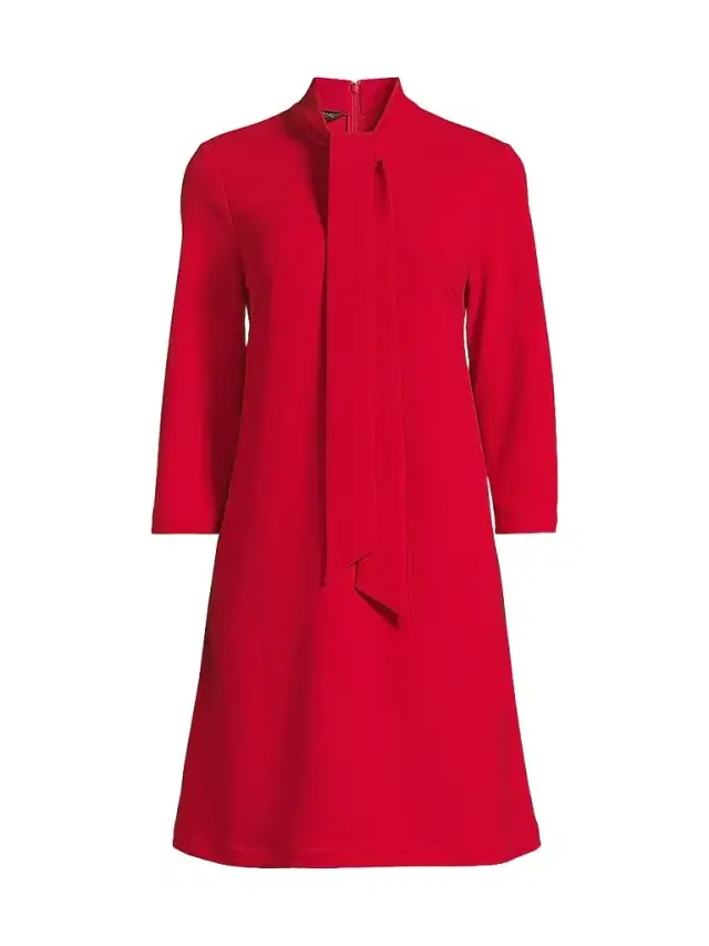 Ming Wang Women's x Tanya Foster Tie-Neck Deco Stretch-Crepe Tent Dress