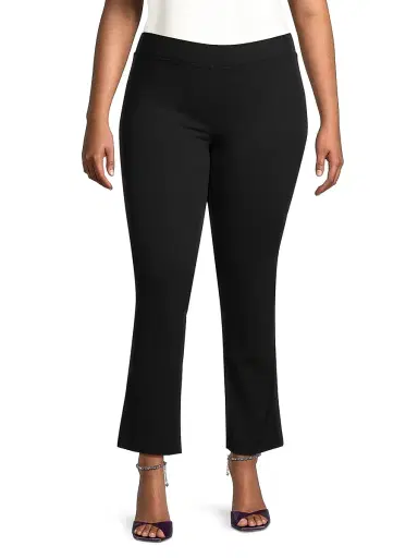 Ming Wang Women's Plus Size Deco Crepe Ankle Pants | Thumbnail 3 Ming Wang Women's Plus Size Deco Crepe Ankle Pants | Thumbnail 3