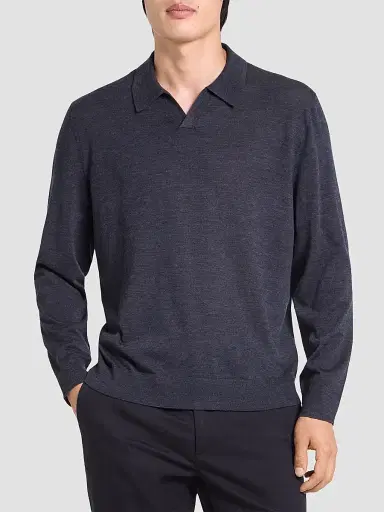 Theory Men's Wool Relaxed-Fit Polo Sweater | Thumbnail 4