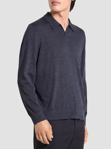 Theory Men's Wool Relaxed-Fit Polo Sweater | Thumbnail 6