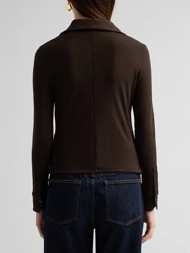 Frame Women's The Pocket Rib-Knit Polo Shirt | Thumbnail 3