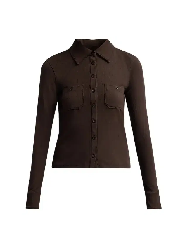 Frame Women's The Pocket Rib-Knit Polo Shirt