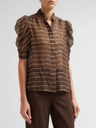 Frame Women's The Gillian Striped Silk-Blend Top | Thumbnail 4