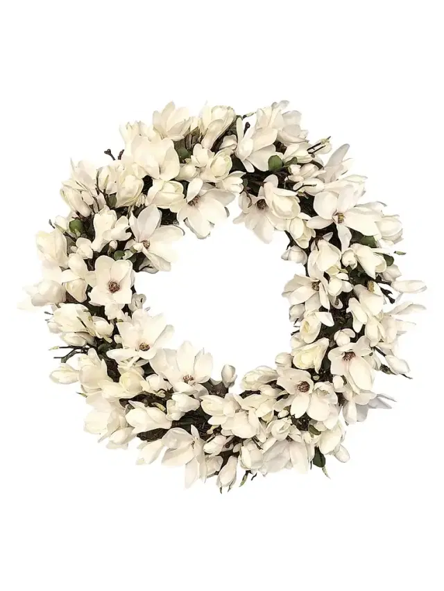 Winward Home Everyday Imitation White Mangolia Wreath
