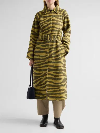 Proenza Schouler White Label Women's Juliette Zebra Jacquard Wool-Blend Belted Coat | Thumbnail 2 Proenza Schouler White Label Women's Juliette Zebra Jacquard Wool-Blend Belted Coat | Thumbnail 2