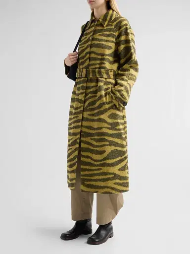 Proenza Schouler White Label Women's Juliette Zebra Jacquard Wool-Blend Belted Coat | Thumbnail 4 Proenza Schouler White Label Women's Juliette Zebra Jacquard Wool-Blend Belted Coat | Thumbnail 4