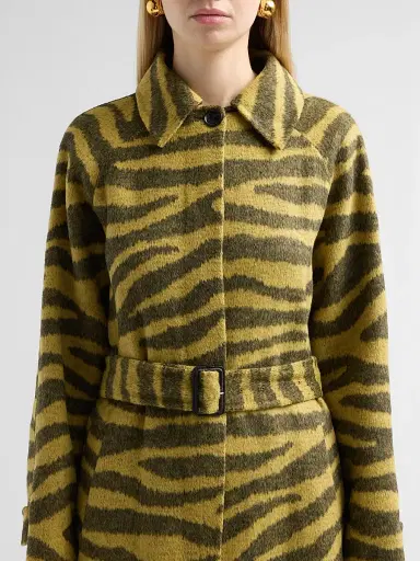 Proenza Schouler White Label Women's Juliette Zebra Jacquard Wool-Blend Belted Coat | Thumbnail 5 Proenza Schouler White Label Women's Juliette Zebra Jacquard Wool-Blend Belted Coat | Thumbnail 5