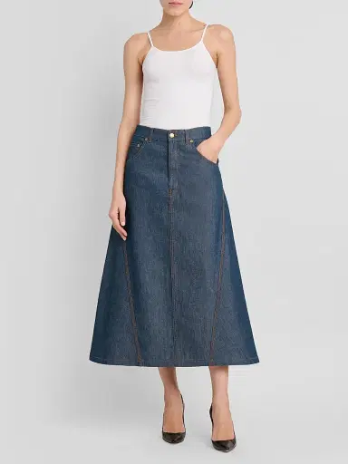 MOSCHINO Women's Denim Flared Midi Skirt | Thumbnail 2 MOSCHINO Women's Denim Flared Midi Skirt | Thumbnail 2