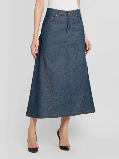 MOSCHINO Women's Denim Flared Midi Skirt | Thumbnail 4 MOSCHINO Women's Denim Flared Midi Skirt | Thumbnail 4
