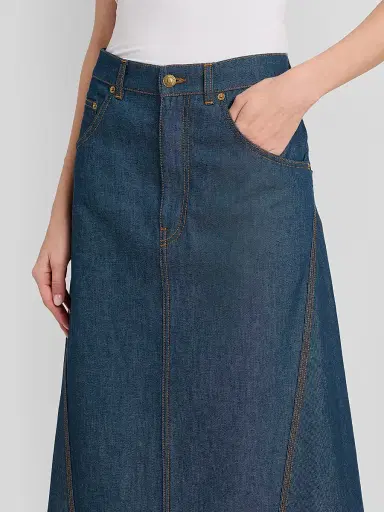MOSCHINO Women's Denim Flared Midi Skirt | Thumbnail 5 MOSCHINO Women's Denim Flared Midi Skirt | Thumbnail 5