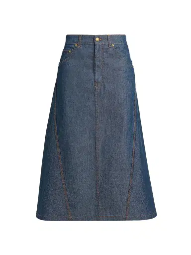 MOSCHINO Women's Denim Flared Midi Skirt | Thumbnail 1 MOSCHINO Women's Denim Flared Midi Skirt | Thumbnail 1