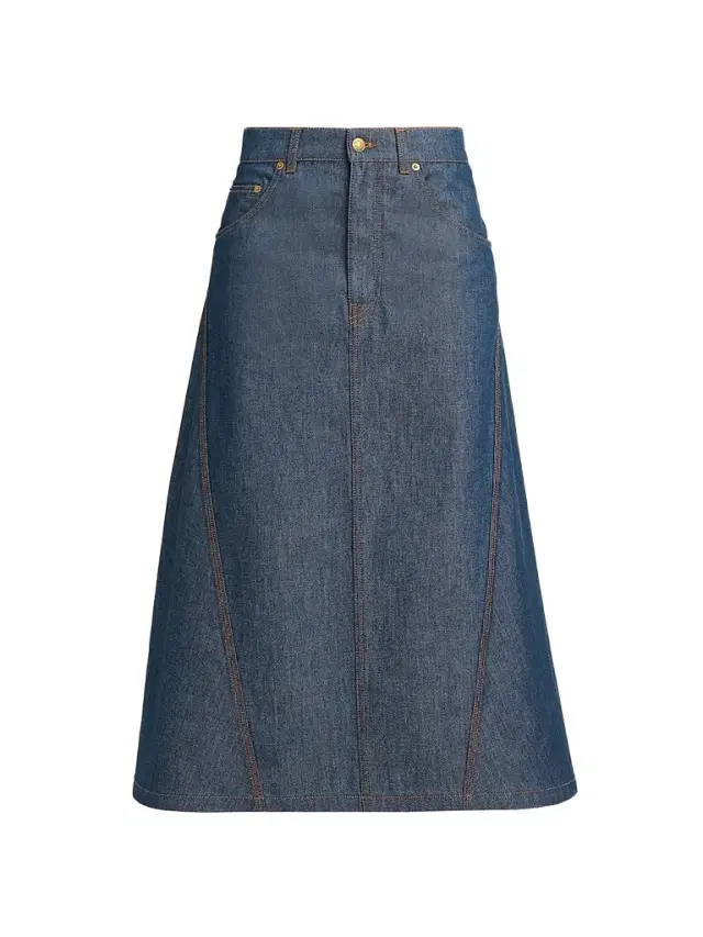 MOSCHINO Women's Denim Flared Midi Skirt