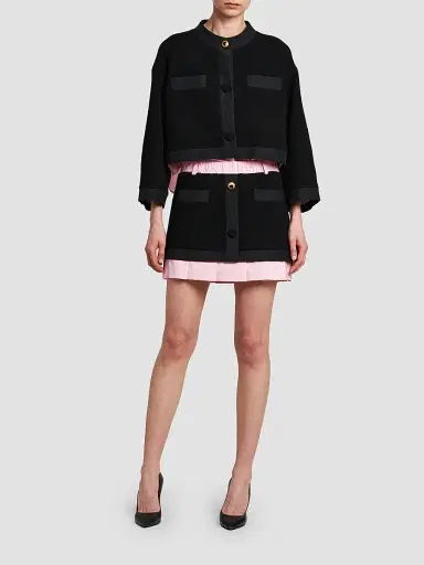 MOSCHINO Women's Mixed-Media Pleated Button-Front Mini Skirt | Thumbnail 2 MOSCHINO Women's Mixed-Media Pleated Button-Front Mini Skirt | Thumbnail 2