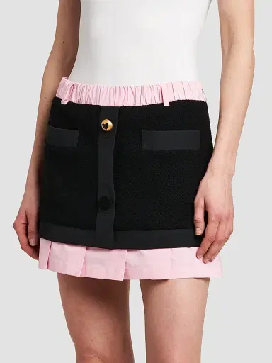 MOSCHINO Women's Mixed-Media Pleated Button-Front Mini Skirt | Thumbnail 4 MOSCHINO Women's Mixed-Media Pleated Button-Front Mini Skirt | Thumbnail 4