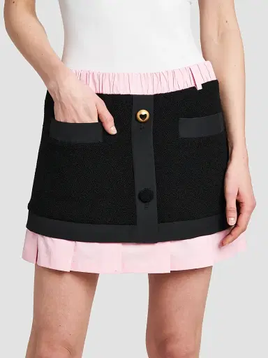 MOSCHINO Women's Mixed-Media Pleated Button-Front Mini Skirt | Thumbnail 5 MOSCHINO Women's Mixed-Media Pleated Button-Front Mini Skirt | Thumbnail 5
