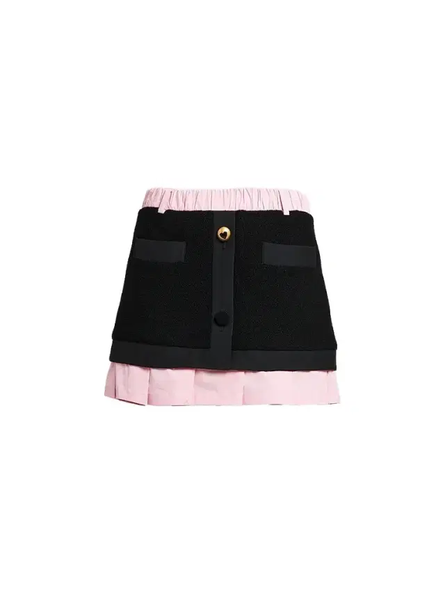 MOSCHINO Women's Mixed-Media Pleated Button-Front Mini Skirt