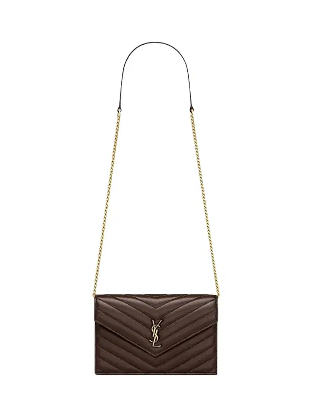 Saint Laurent Women's Cassandre Envelope Chain Wallet in Lambskin Leather