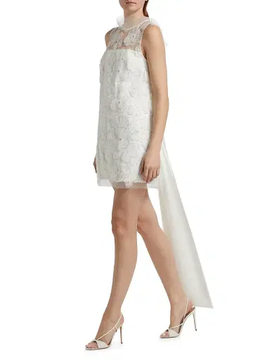 Self-Portrait Women's Embellished Tulle & Satin Bow Minidress | Thumbnail 4 Self-Portrait Women's Embellished Tulle & Satin Bow Minidress | Thumbnail 4
