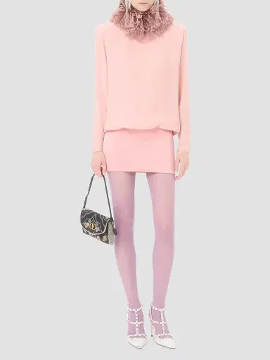 Valentino Garavani Women's Short Georgette Dress with Feathers | Thumbnail 2